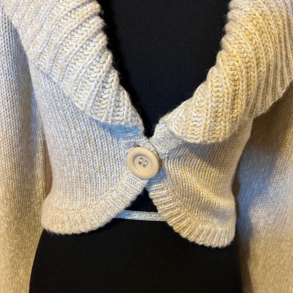 Chic Cream Button-Up Cardigan - Picture 2 of 4